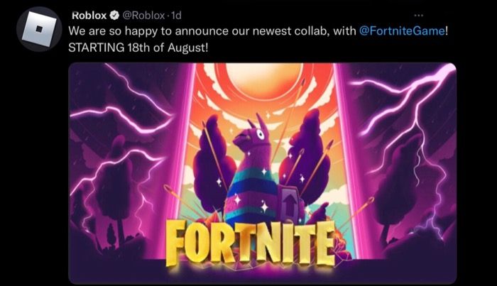 ROBLOX ANNOUNCED THAT FORTNITE IS COLLABORATING WITH THEM! Starting 18 of August